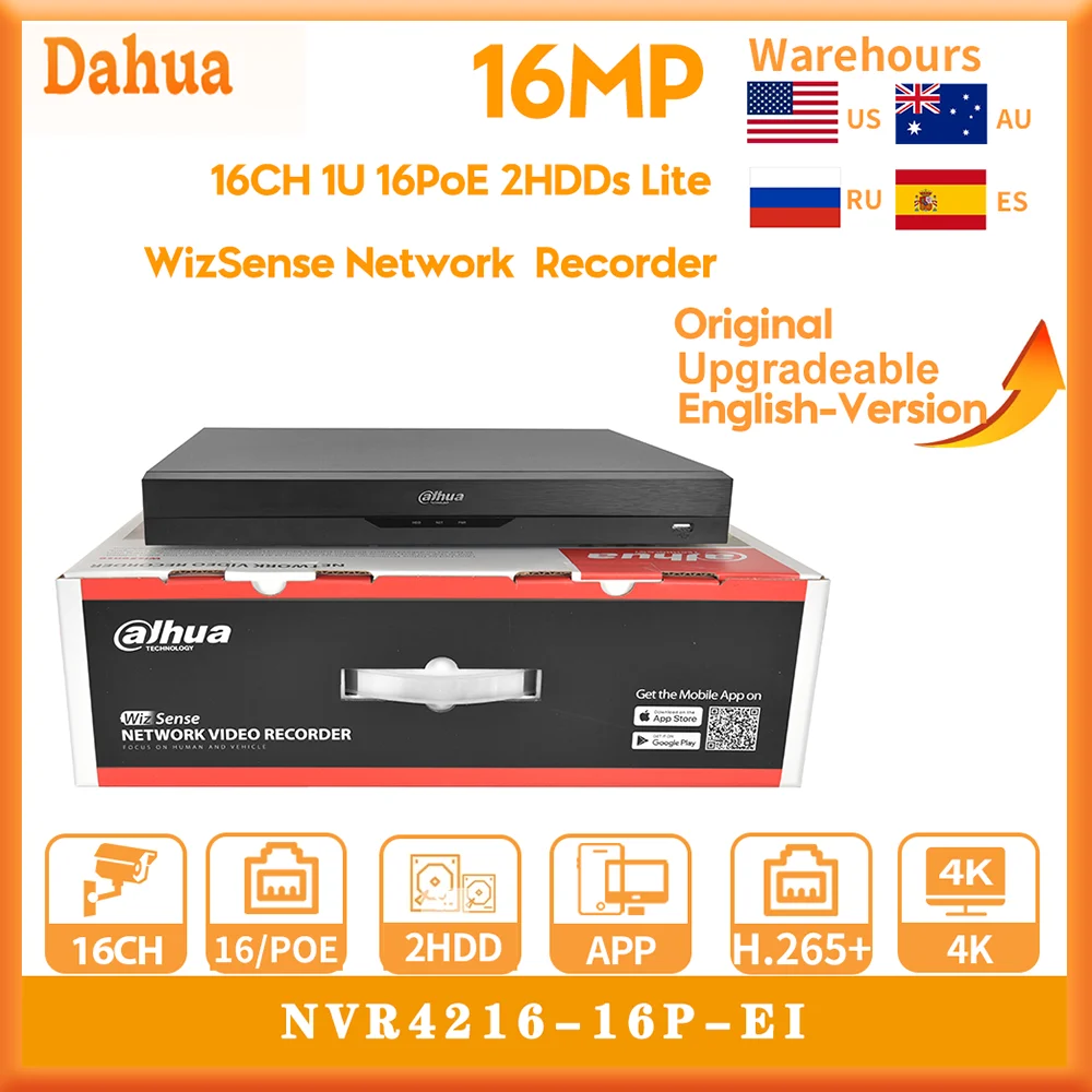 Dahua WizSense Ʈ Ʈũ  , 16MP NVR4216-16P-EI 16CH 1U 16PoE 2HDDS, H.265 + H.264 + MJPEG ڵ ,